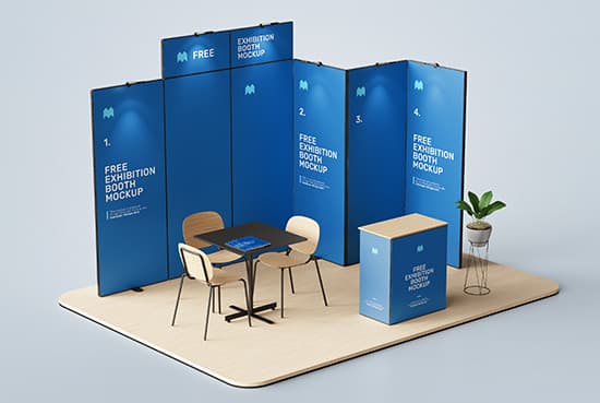 Free exhibition booth mockup