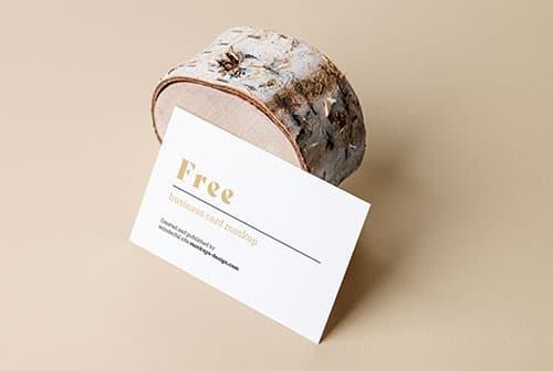 Business card with wood trunk mockup