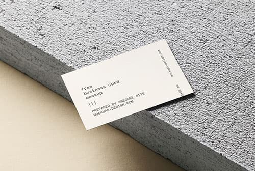 Free business card on a concrete block mockup