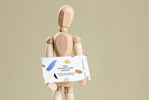 Business card with drawing manikin mockup