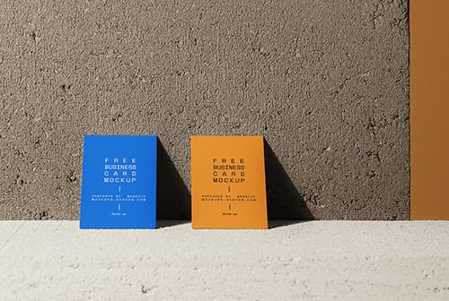 Business cards on a concrete mockup