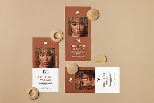 Three single DL flyers mockup