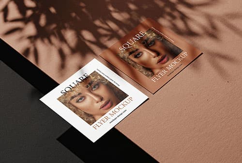 Square flyers and strong shadows mockup