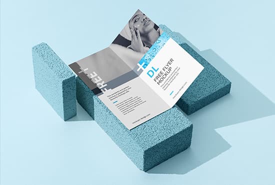 Bi fold DL flyer on a stone mockup