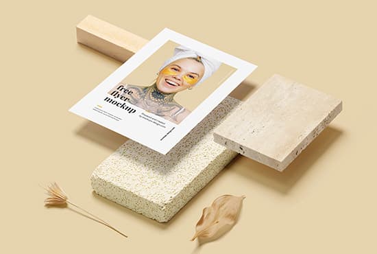Floating A5 flyer mockup