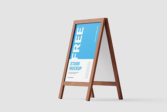 Free wooden stand mockup