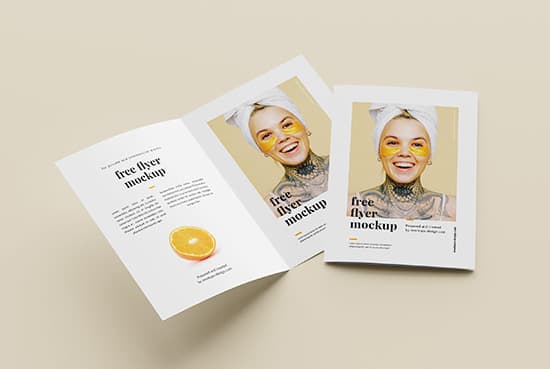 Free folded A5 flyer mockup