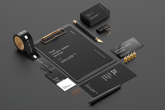 Scene creator / Dark stationery mockup