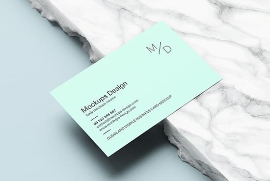 Business card on marble mockup