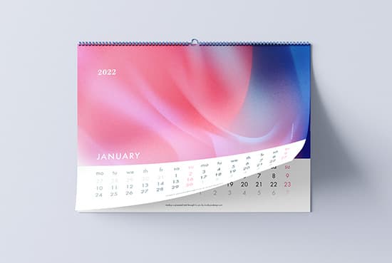 Free horizontal A3 wall calendar mockup