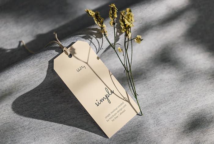 Label tag with dried flower mockup