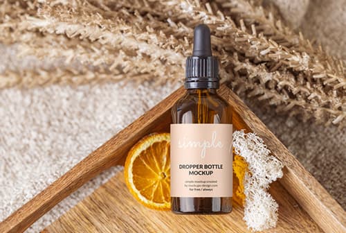 Dropper bottle on natural background mockup