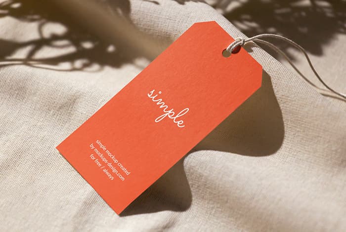 Label tag on linen material mockup