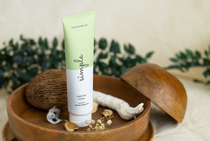 Natural cosmetic tube mockup