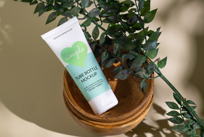 Cosmetic tube in the bowl mockup