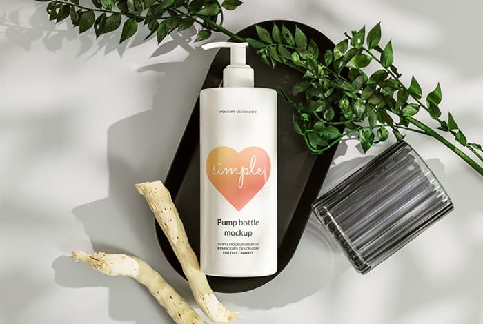 White pump bottle on clean background mockup