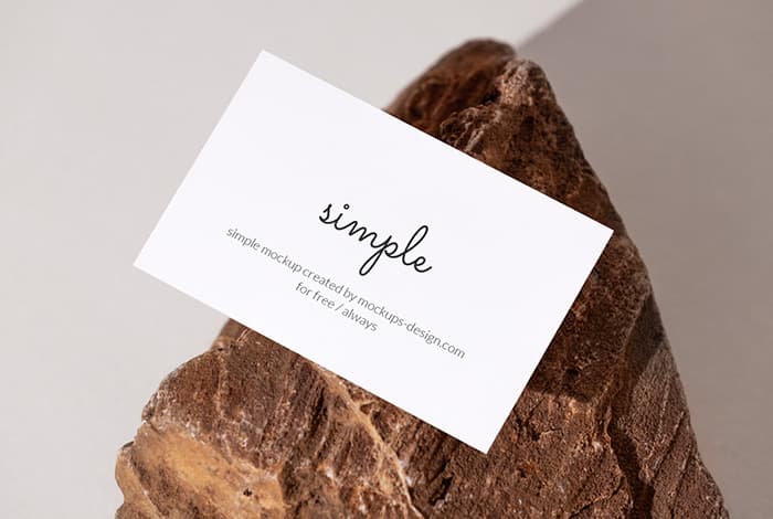 Business card on the rock mockup