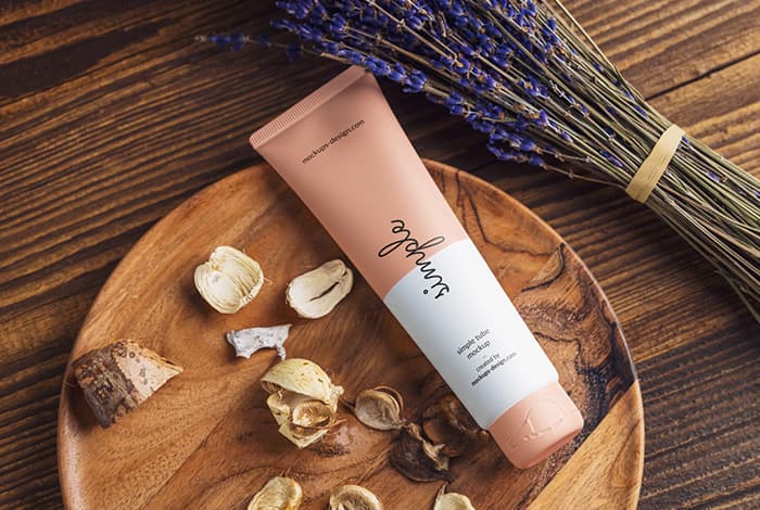 Cosmetic tube with lavender mockup