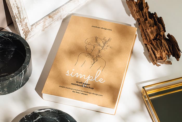 Kraft paper notebook mockup