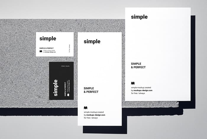 Stationery materials on stone mockup
