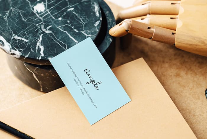 Business card on the notepad