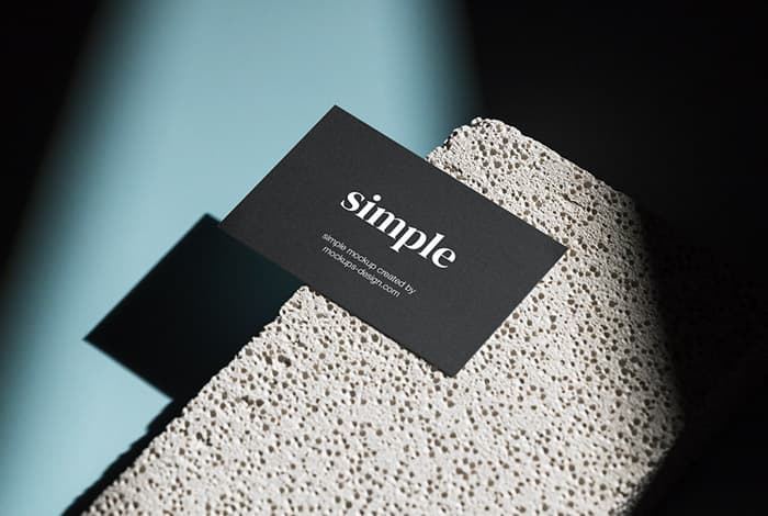 Business card on the white stone tile mockup