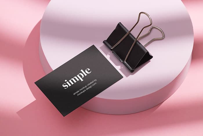 Business card with paper clip mockup
