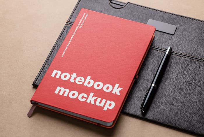 Notepad on leather pad mockup