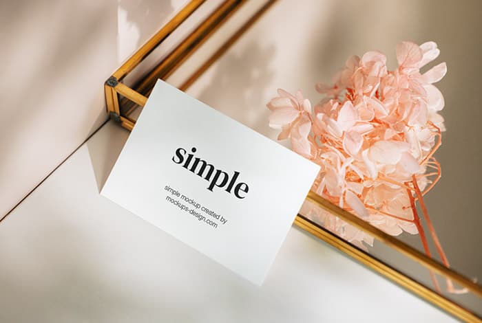Business card with the mirror mockup