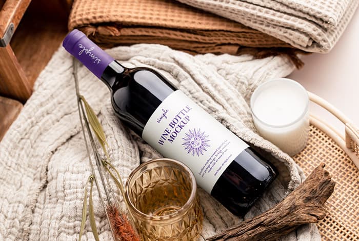 Elegant wine bottle mockup