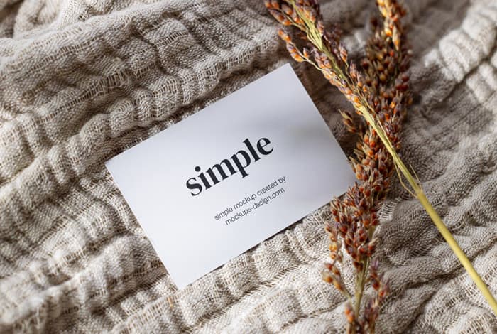 Business card on blanket mockup