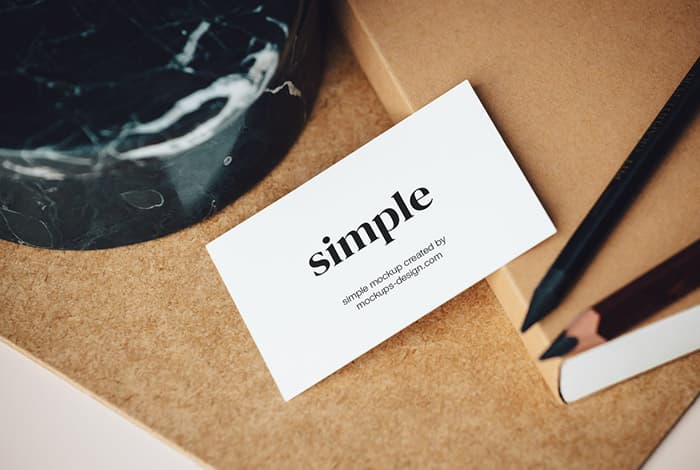 Business card with pencils mockup