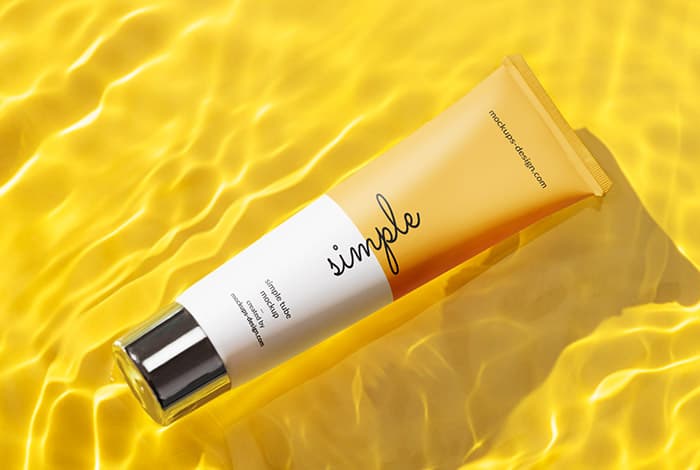 Cosmetic tube in water mockup
