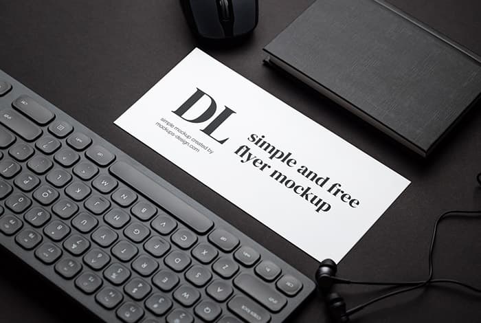 DL flyer on black background mockup