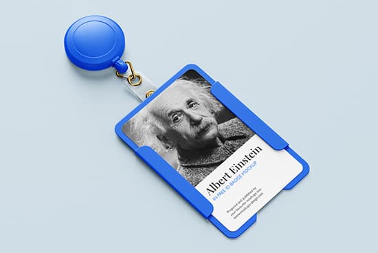Free ID badge holder mockup