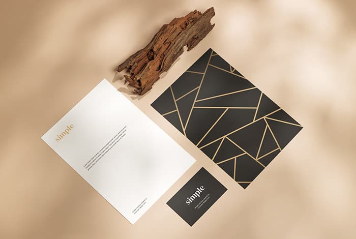 Papers with business cards mockup