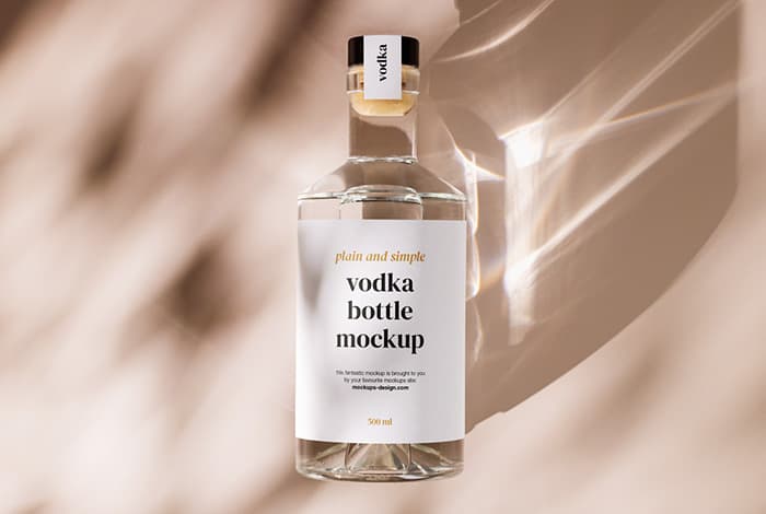 Bright vodka bottle mockup