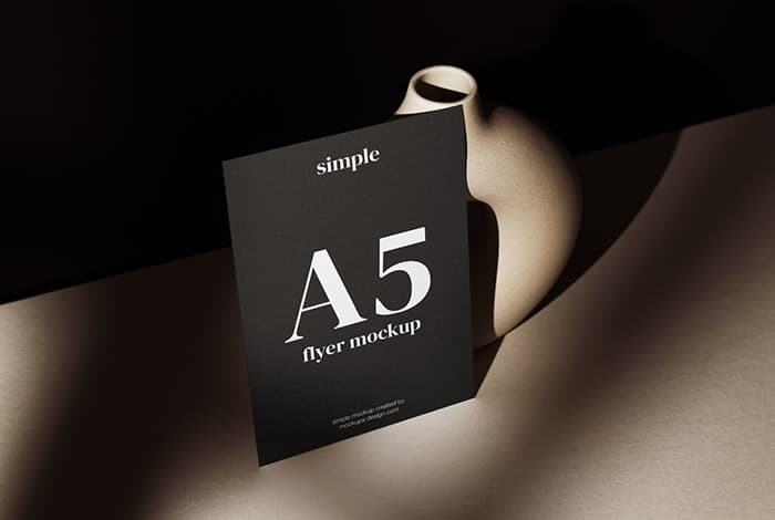 A5 flyer on dark background mockup