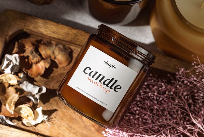 Amber glass candle mockup