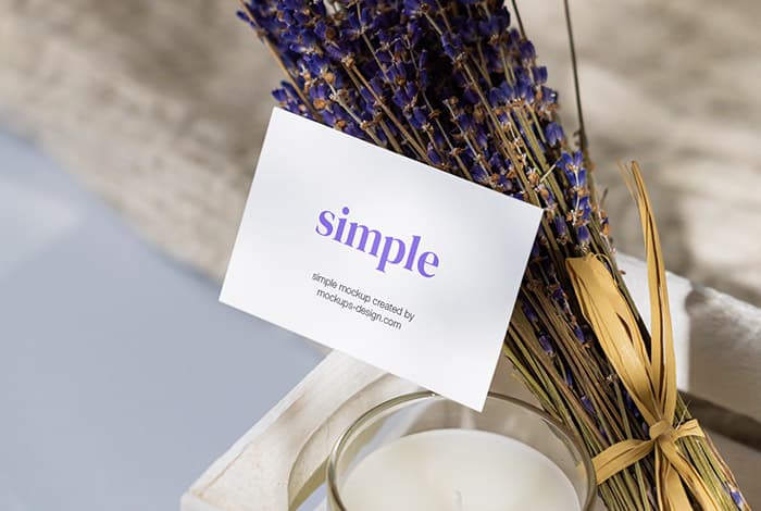 Business card with lavender mockup