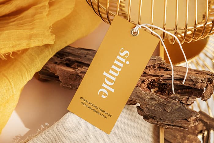 Yellow scene with label tag mockup