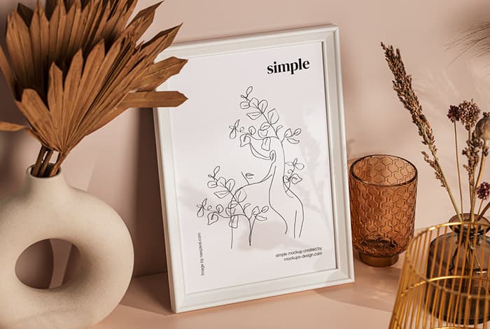 Small poster frame mockup