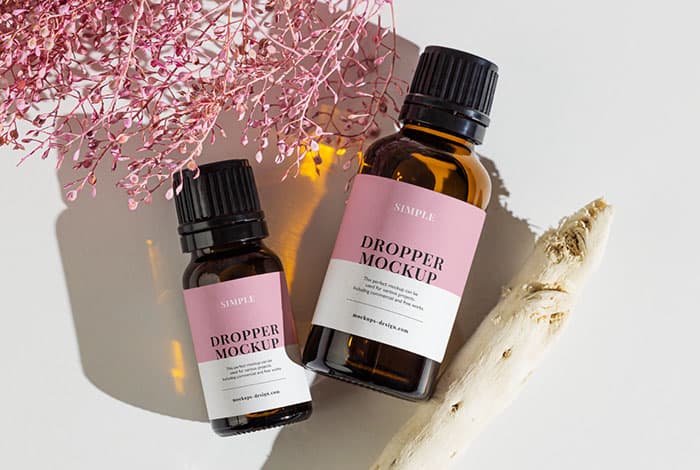 Two essential oil bottles mockup