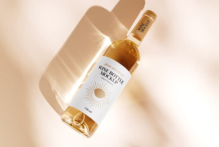 Simple white wine bottle mockup