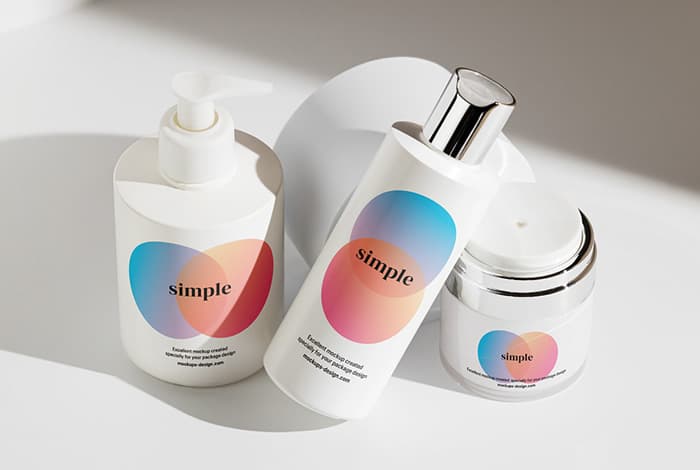 Cosmetics on white background mockup