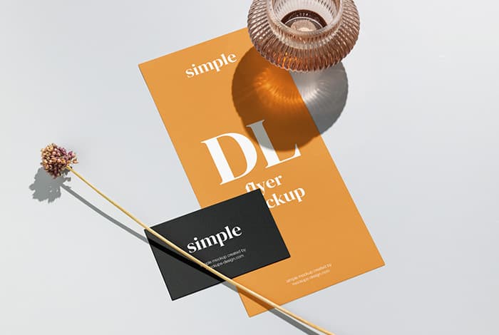 Business card with DL flyer mockup