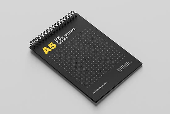 Free spiral notepad mockup