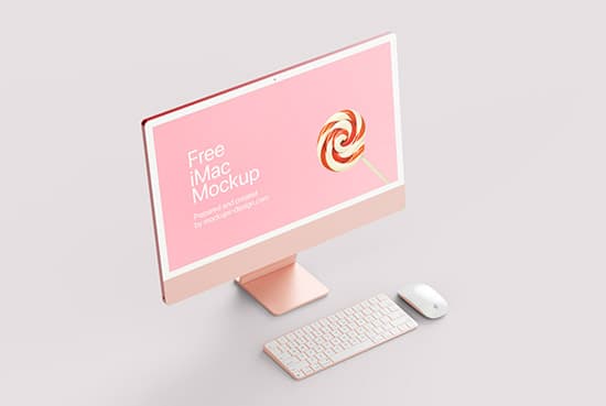 Free pink iMac mockup