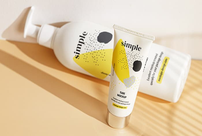 Cosmetic bottle and tube mockup