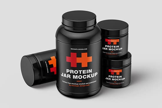 Free protein jars mockup